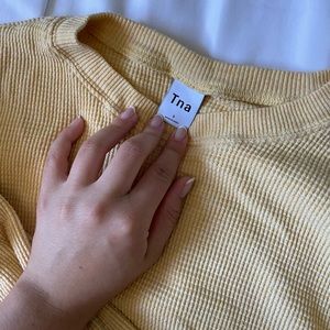 TNA yellow waffleknit top